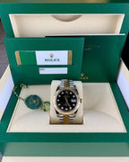 Rolee_x Oyster Perpetual Date Just Diamond 2Ton Gold Black