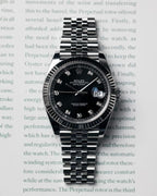 Rolee_x Oyster Perpetual Date Just Diamond Silver-Black-Diamond