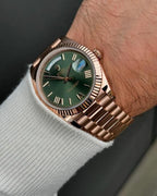Rolee_x Oyster Perpetual Day Date 40 Battery Copper Green