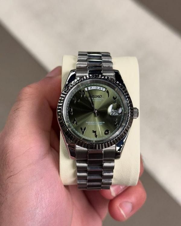 Seiko Oyster Perpetual Day Date Movment Like Automatic Silver-Green-Arabic