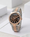 Rolee_x Oyster Perpetual Day Date  Diamond 2Ton-Copper-Brown 40 Battery