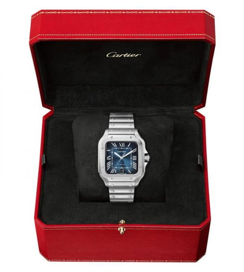 Cartiie_r Santos Automatic silver blue