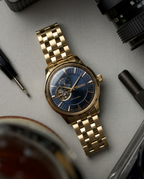 Seiko Presage Cocktail Time Open Heart Automatic gold blue