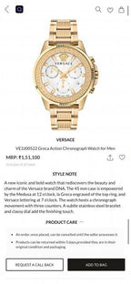 Versace Greca Action Chronograph gold white
