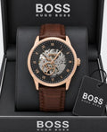 BOSS Principle Skeleton Mens Automatic Brown copper