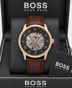 BOSS Principle Skeleton Mens Automatic Brown copper