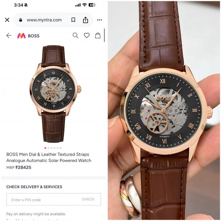 BOSS Principle Skeleton Mens Automatic Brown copper
