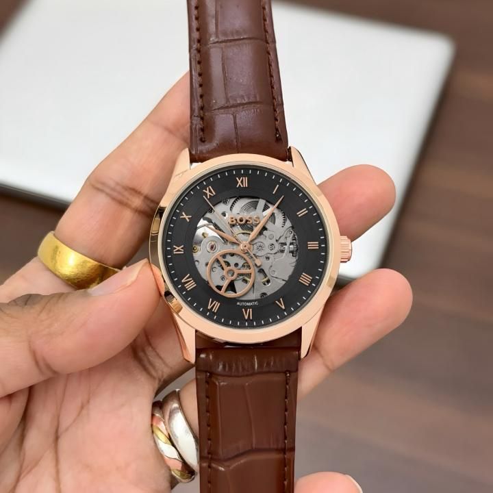 BOSS Principle Skeleton Mens Automatic Brown copper