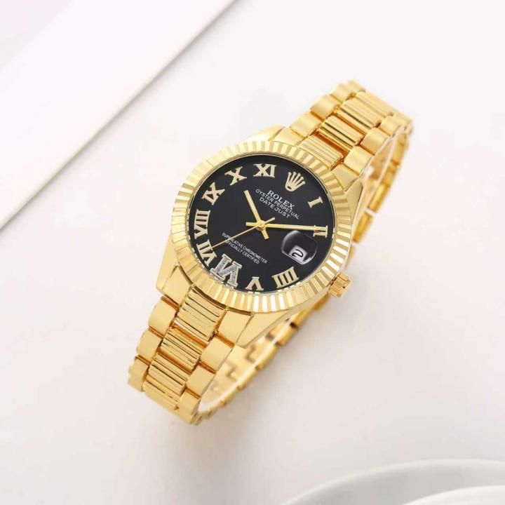 Rolee_x Oyster Perpetual Date Just Gold-Black