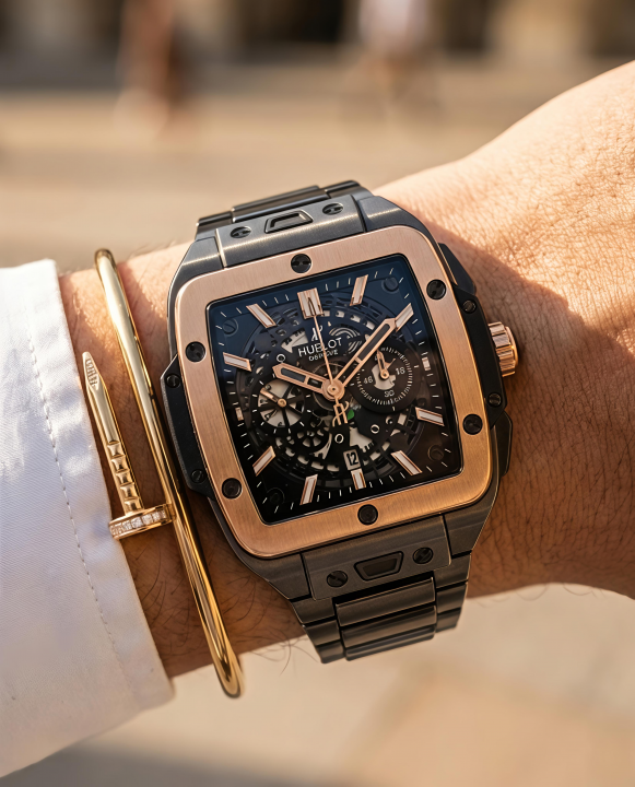 Hublot Square Bang Unico Titanium Full Black Copper Bazel